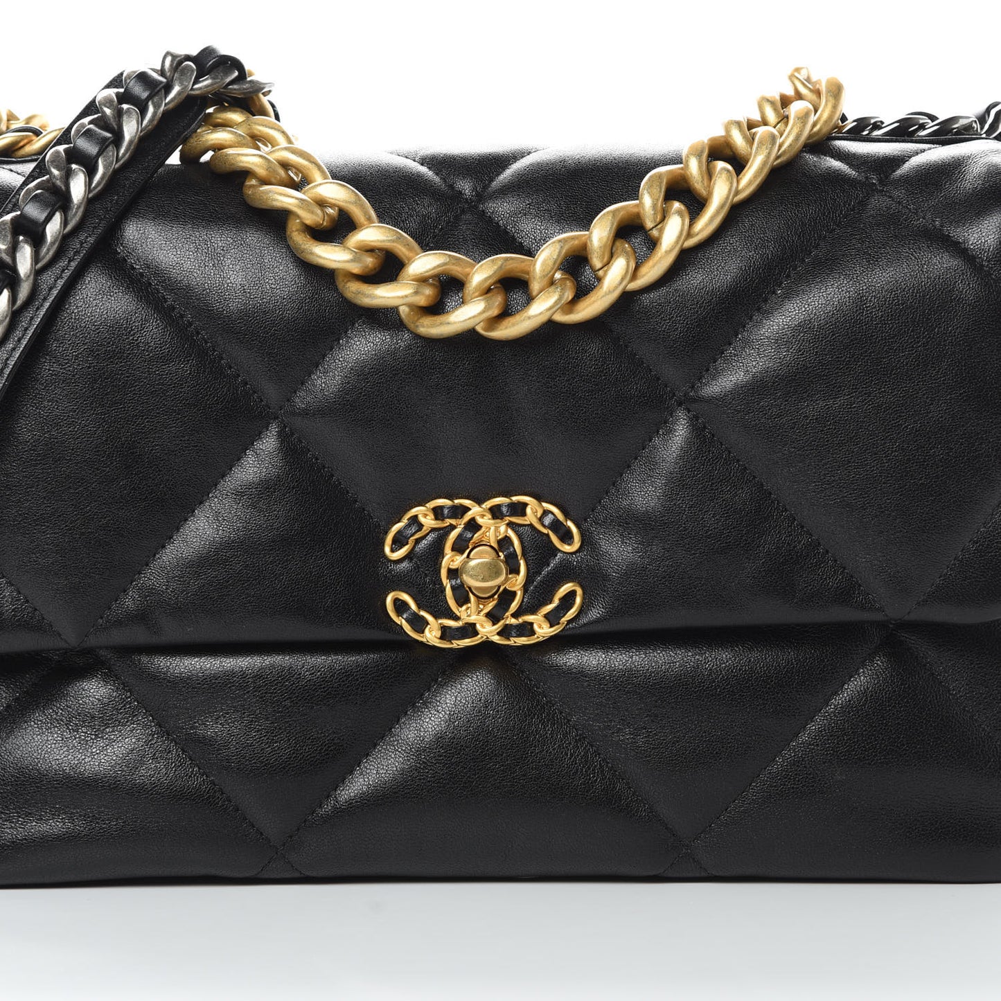 Lambskin Quilted Large 19 Flap Black