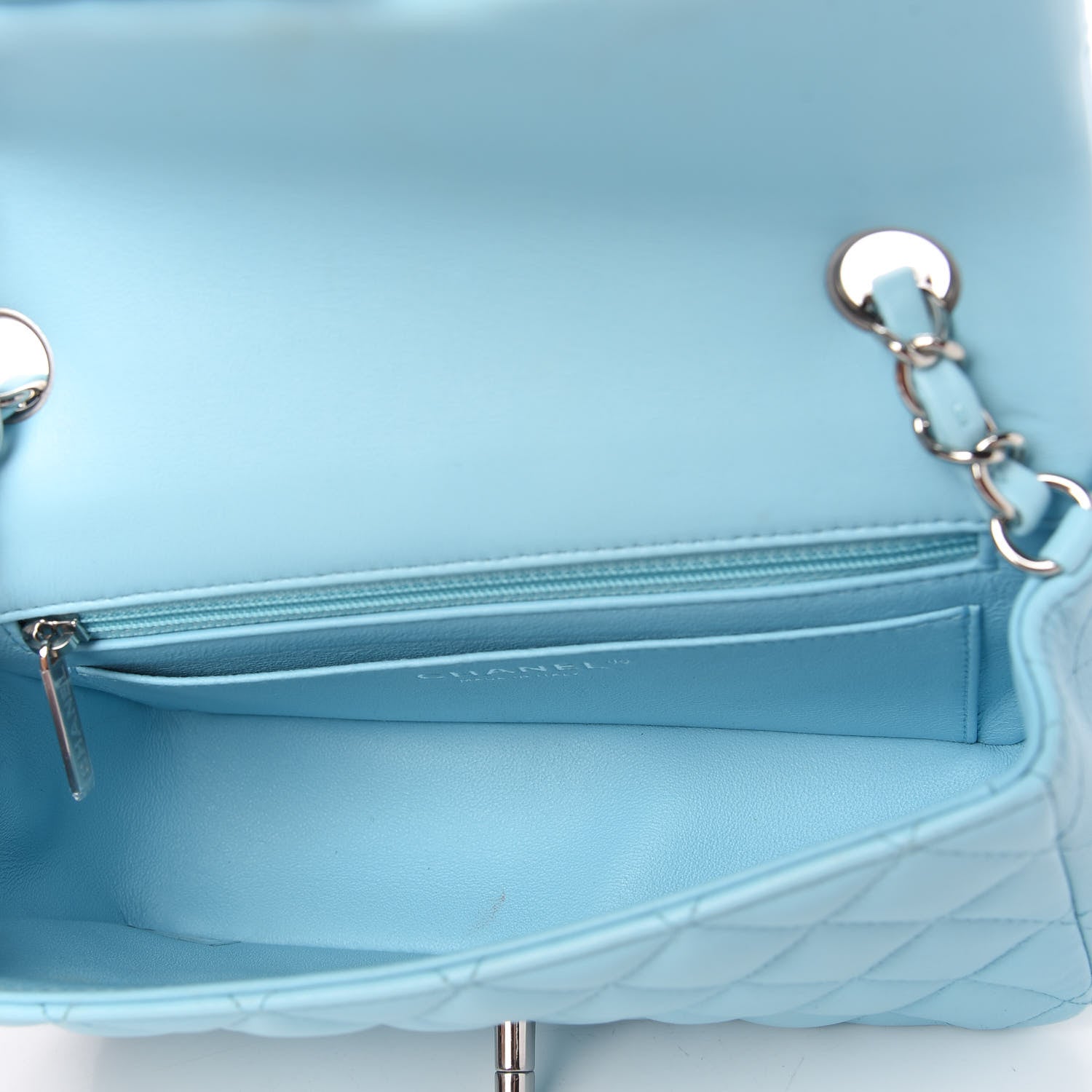 Chanel Lambskin Quilted Mini Rectangular Flap Neon Blue 5 of 11