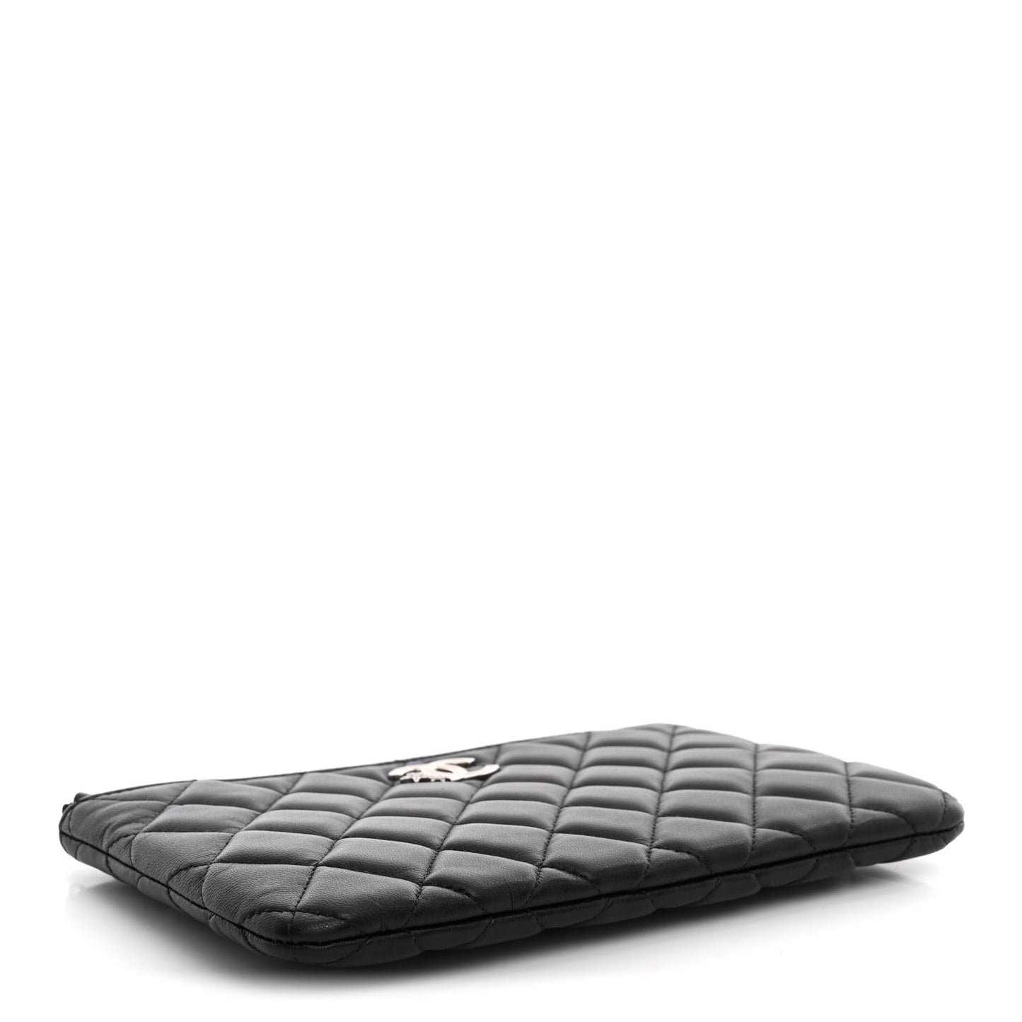 Lambskin Quilted Crystal Star Cosmetic Case Black