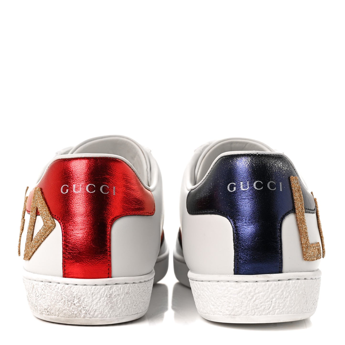 Calfskin Nappa Web LOVED Embroidered Womens Ace Sneakers 39.5 White Red Flame Notte