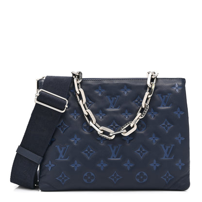 Louis Vuitton Lambskin Embossed Monogram Coussin PM Denim Blue 2 of 21