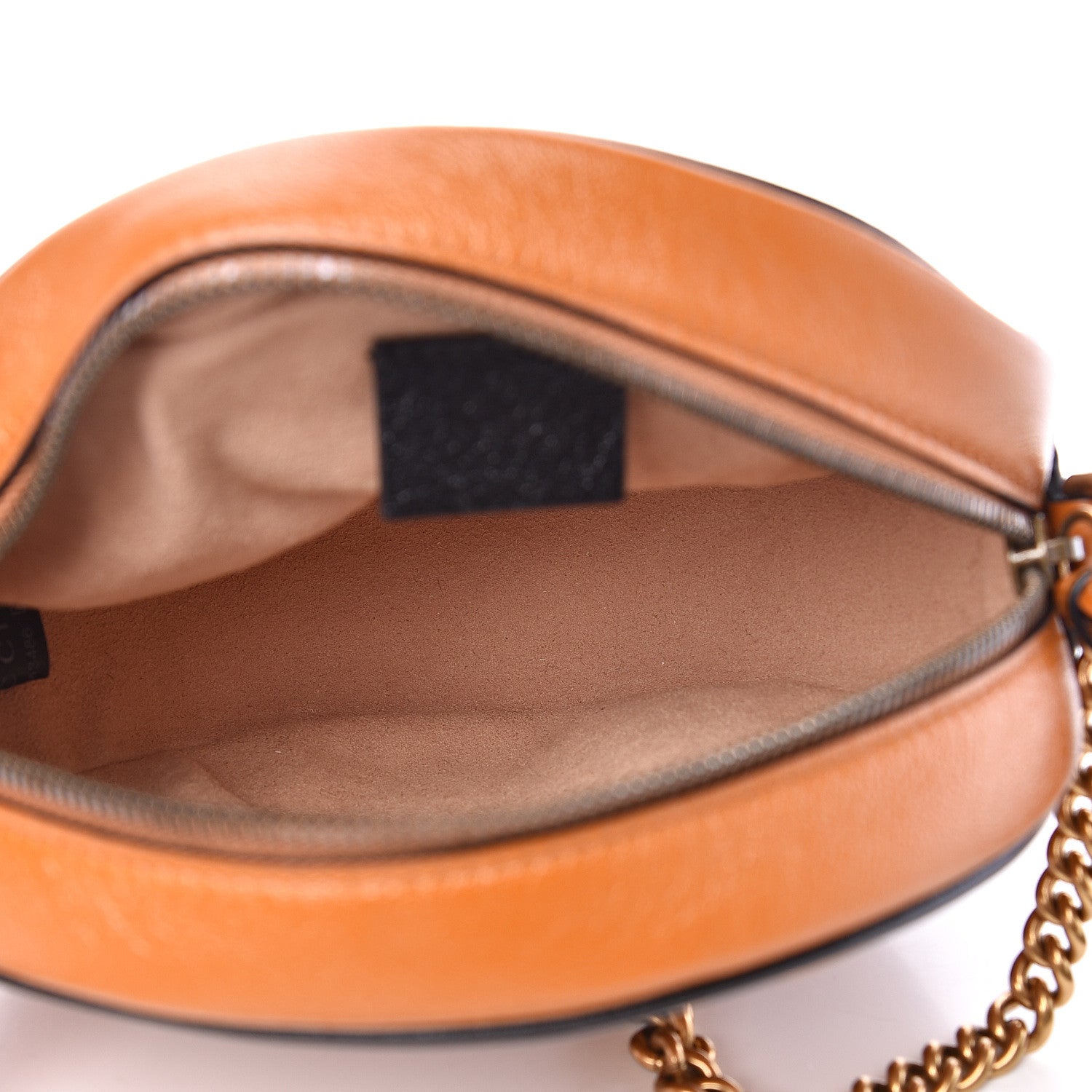Gucci Azalea Calfskin Matelasse Diagonal Mini Torchon GG Marmont Round Shoulder Bag Cognac Black 4 of 10