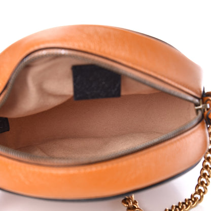 Gucci Azalea Calfskin Matelasse Diagonal Mini Torchon GG Marmont Round Shoulder Bag Cognac Black 4 of 10