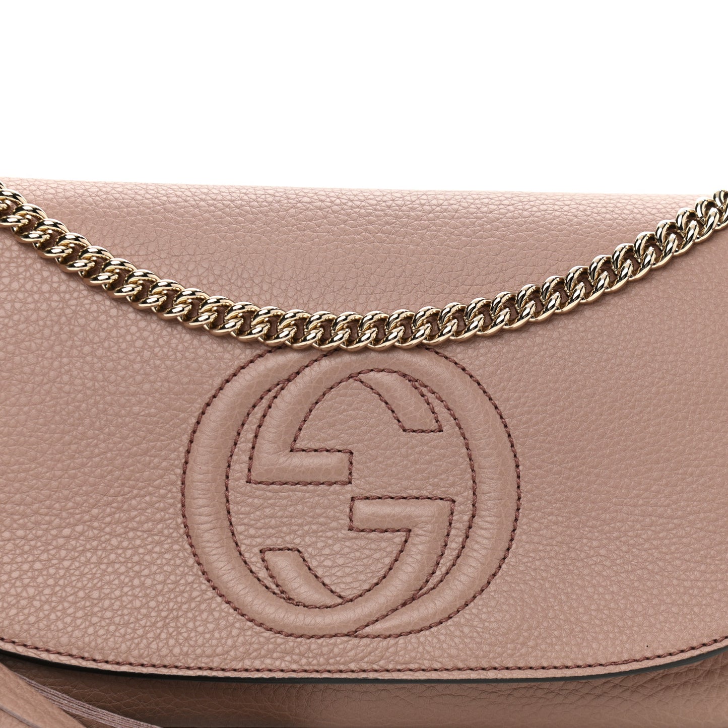 Pebbled Calfskin Medium Soho Flap Crossbody Pale Pink