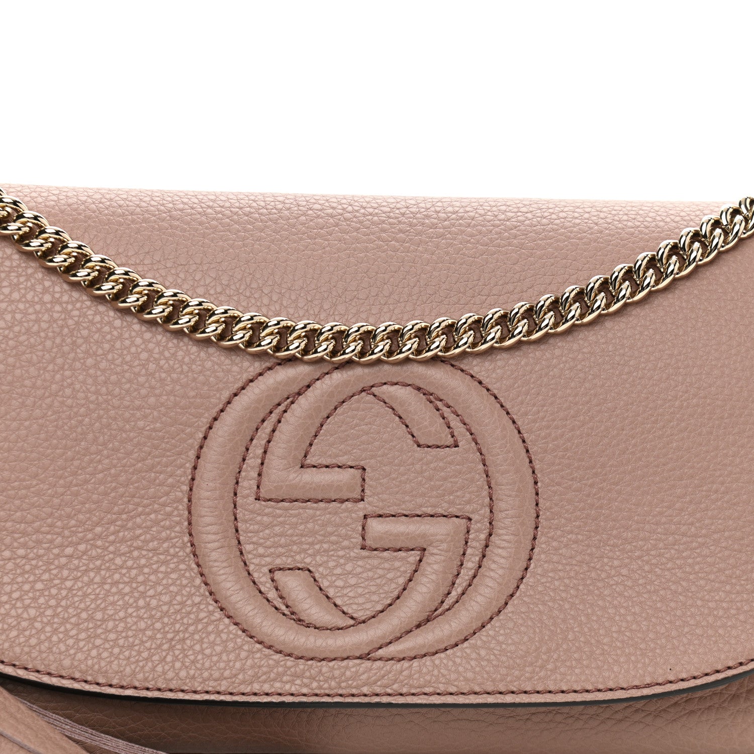 Gucci Pebbled Calfskin Medium Soho Flap Crossbody Pale Pink 7 of 10