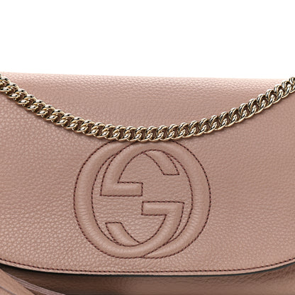 Gucci Pebbled Calfskin Medium Soho Flap Crossbody Pale Pink 7 of 10