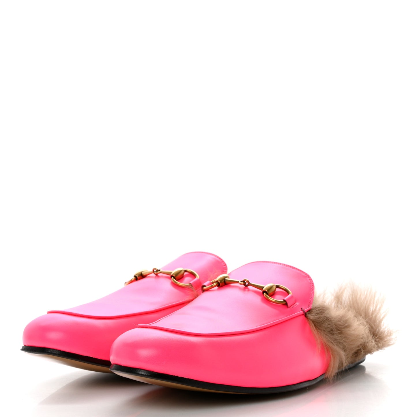 Calfskin Fur Mens Princetown Slippers 12 Fuxia Fluo Natural