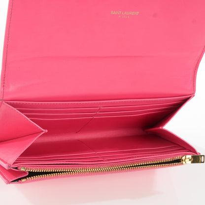 Saint Laurent Patent Grain de Poudre Classic Large Letters Flap Wallet Bubblegum 5 of 8
