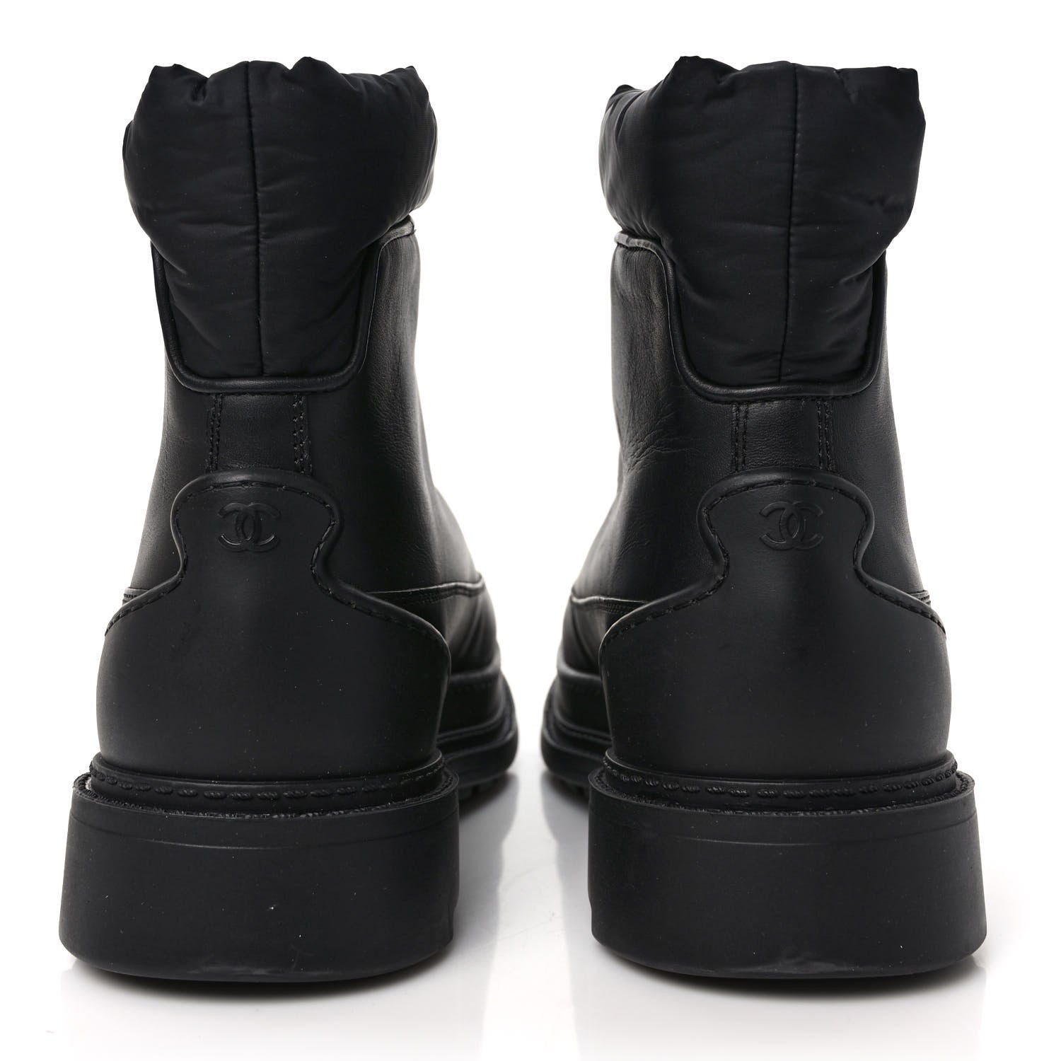 Chanel Calfskin Nylon CC Ankle Snow Boots 40 Black 5 of 10