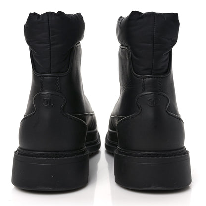 Chanel Calfskin Nylon CC Ankle Snow Boots 40 Black 5 of 10