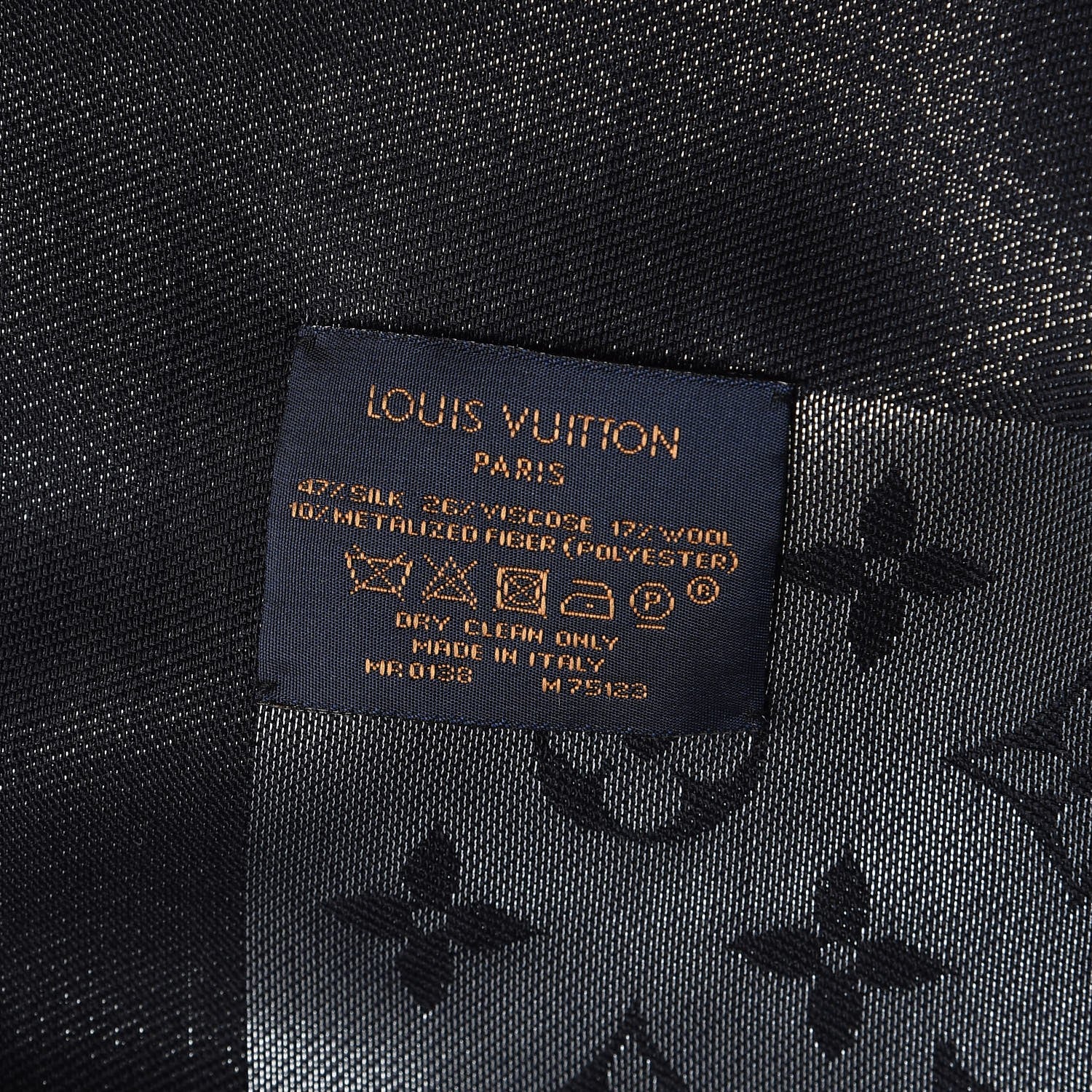 Louis Vuitton Silk Lurex Wool Monogram Shine Shawl Black 5 of 5