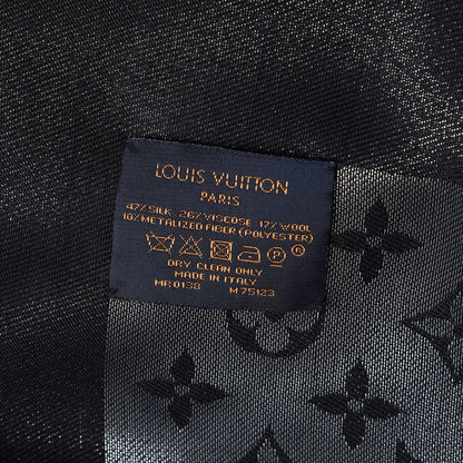 Louis Vuitton Silk Lurex Wool Monogram Shine Shawl Black 5 of 5