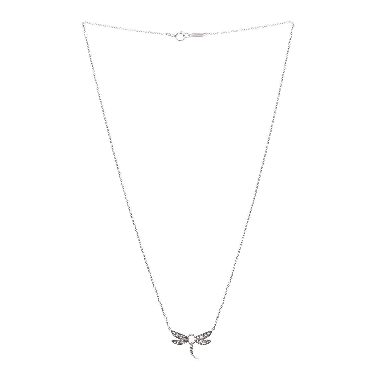 Tiffany Platinum Diamond Enchant Dragonfly Pendant Necklace 3 of 6