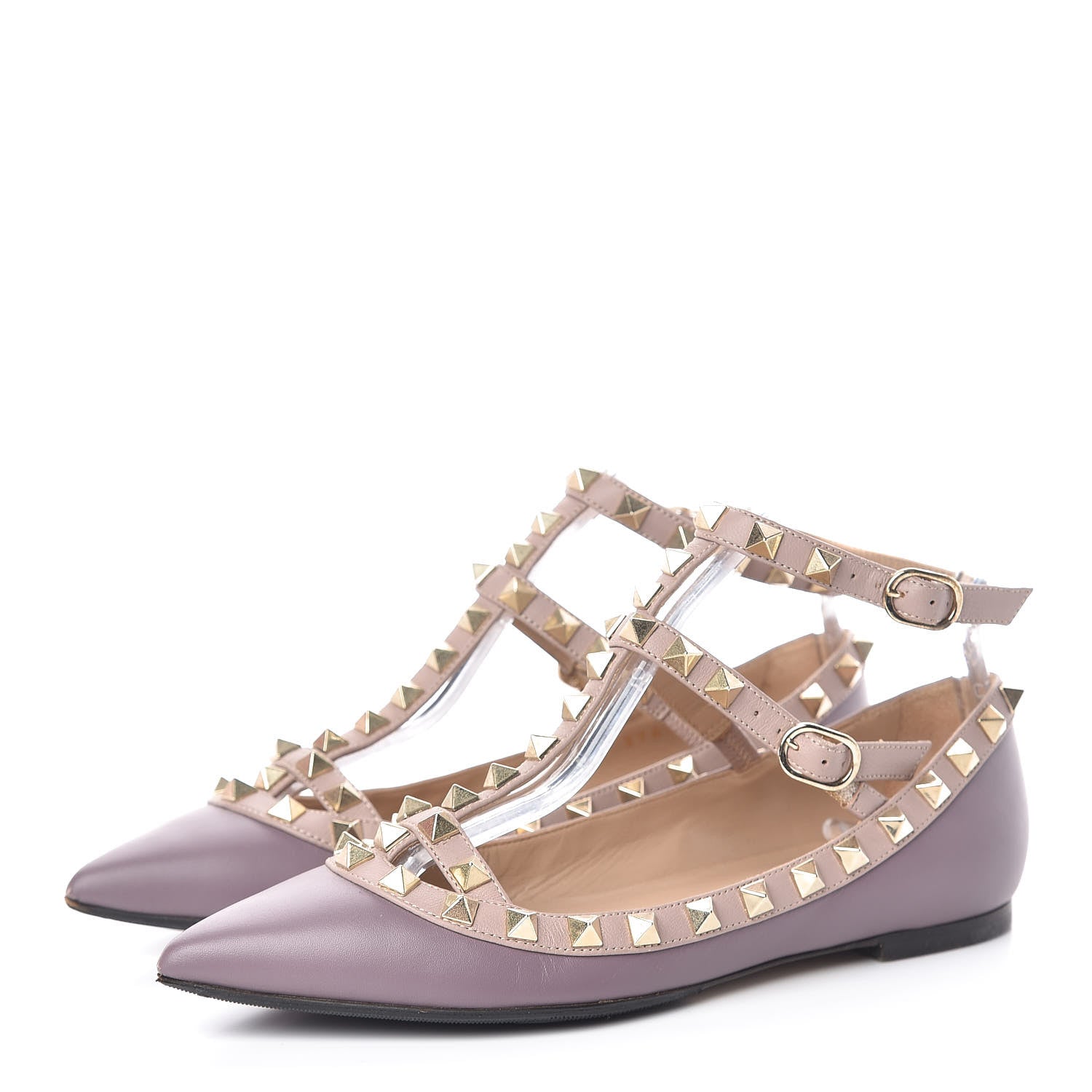 Valentino Garavani Nappa Rockstud Cage Ballerina Flats 34 Dark Mauve Poudre 3 of 14