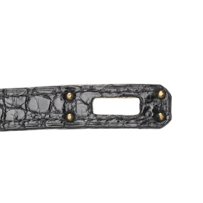 Hermes Shiny Porosus Crocodile Kelly Sellier 25 Black 7 of 18