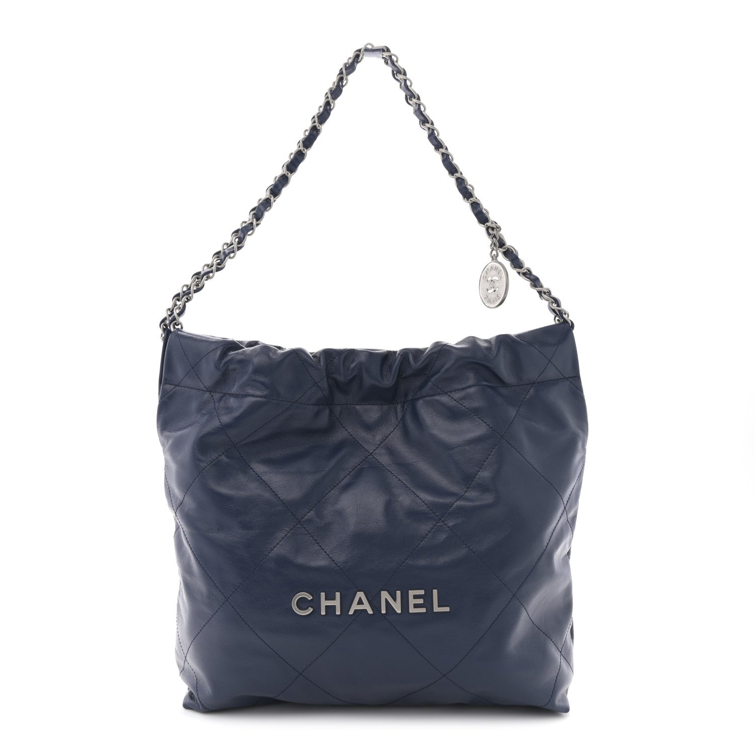 Chanel Shiny Calfskin Quilted Small Chanel 22 Navy 1 of 11
