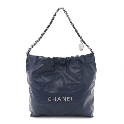 Chanel Shiny Calfskin Quilted Small Chanel 22 Navy 1 of 11