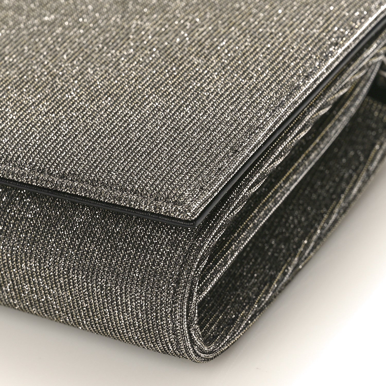Saint Laurent Metallic Sparkle Fabric Monogram Chain Wallet Anthracite 8 of 9