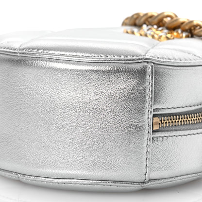 Chanel Metallic Lambskin Quilted Chanel 19 Round Clutch With Chain Silver 10 of 12