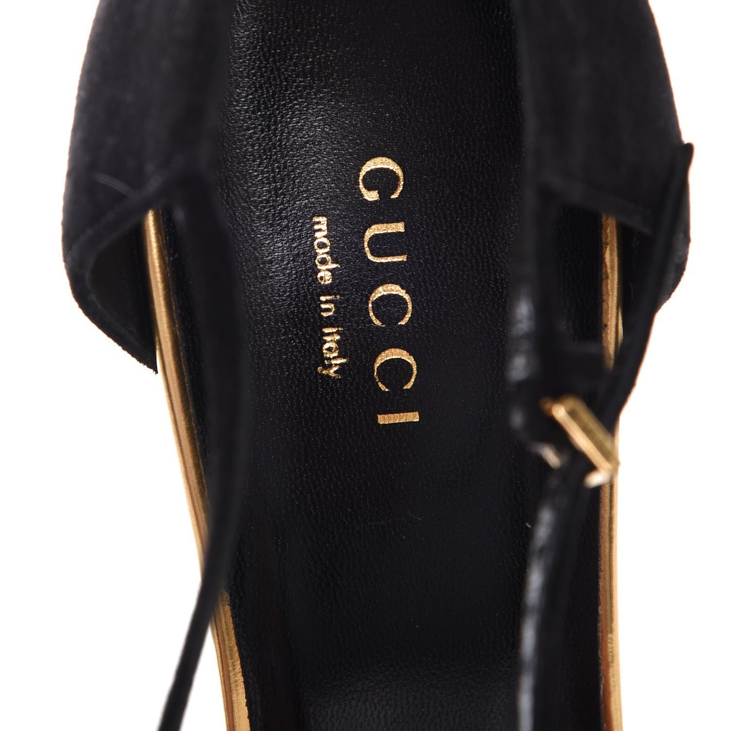 Suede Metallic Cap Toe T-Strap Coline Pumps 38 Black Gold
