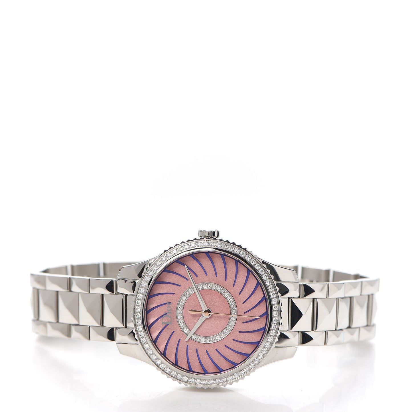 Stainless Steel Diamond Bezel 32mm Dior VIII Montaigne Quartz Watch Pink