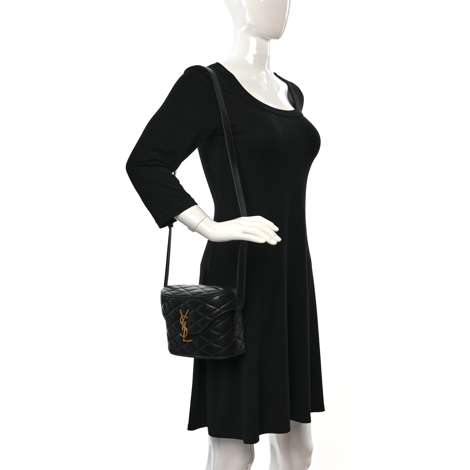 Saint Laurent Lambskin Quilted Camera Crossbody Flap Bag Black 2 of 9