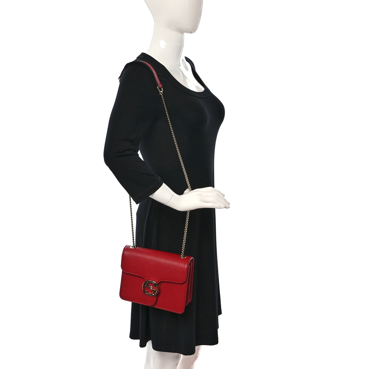 Dollar Calfskin Small Interlocking G Shoulder Bag Red