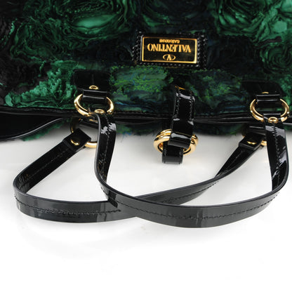 Valentino Garavani Silk Medium Georgette Rosier Tote Green Black 8 of 8