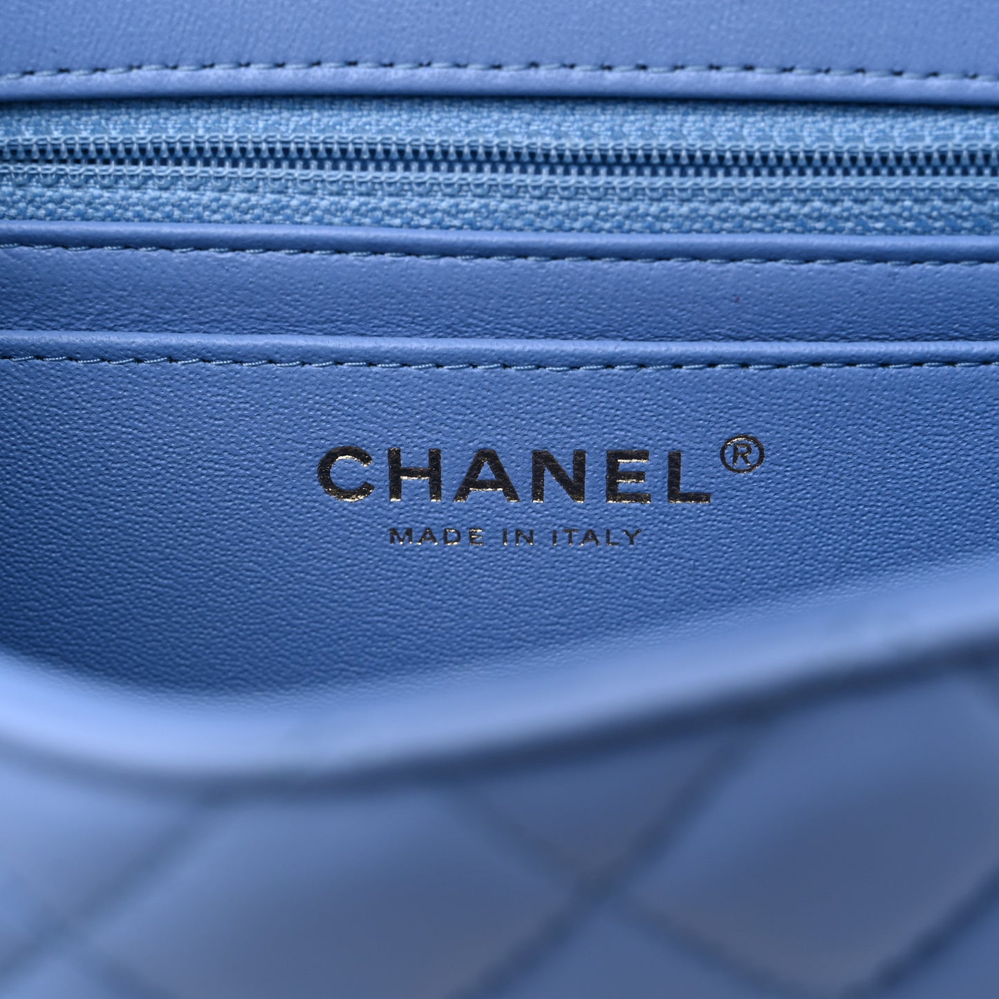 Lambskin Quilted Mini Rectangular Flap Light Blue