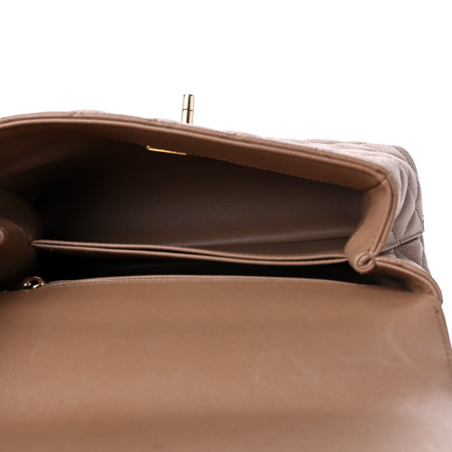 Caviar Quilted Mini Coco Handle Flap Brown