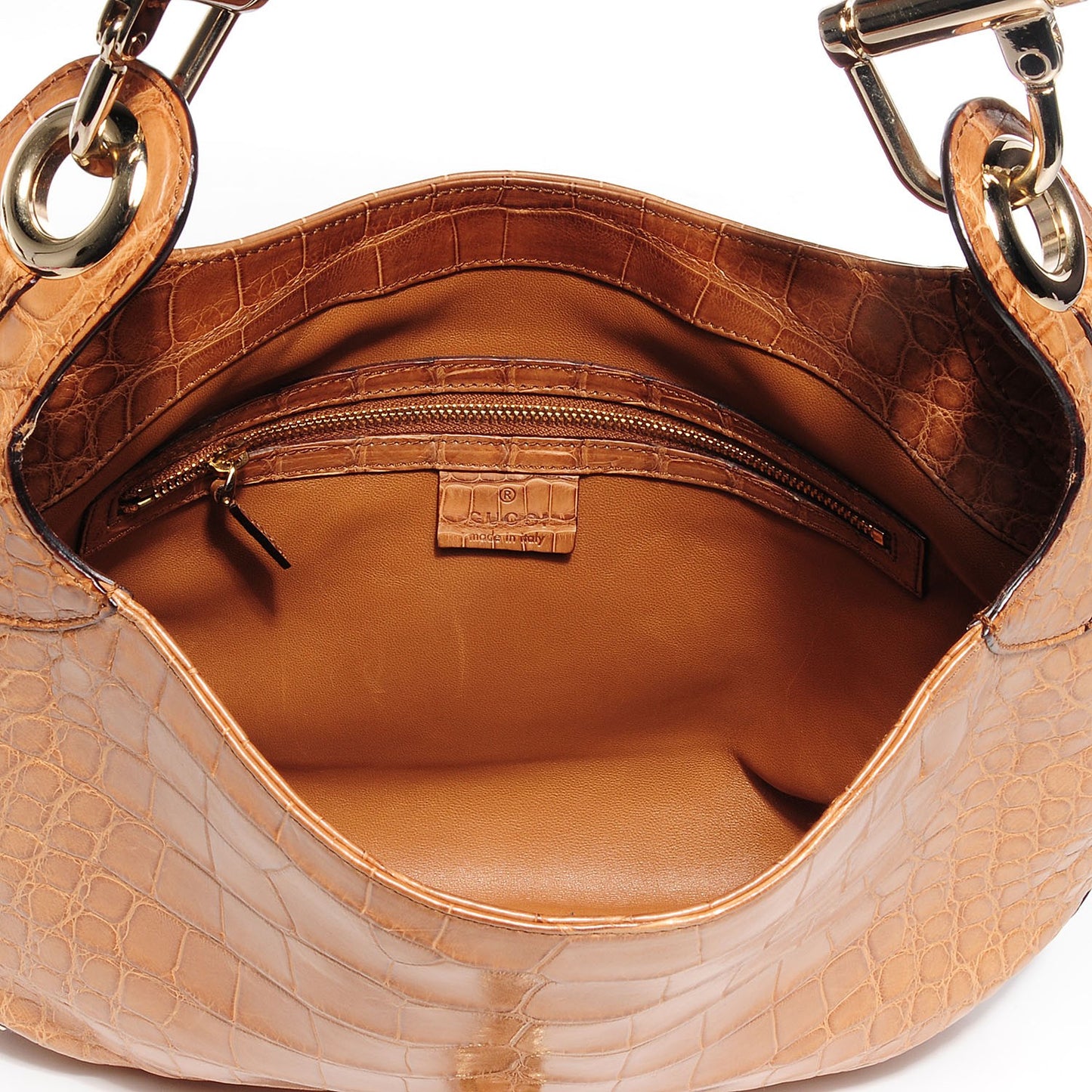 Alligator Piston Lock Jackie O Hobo Tan