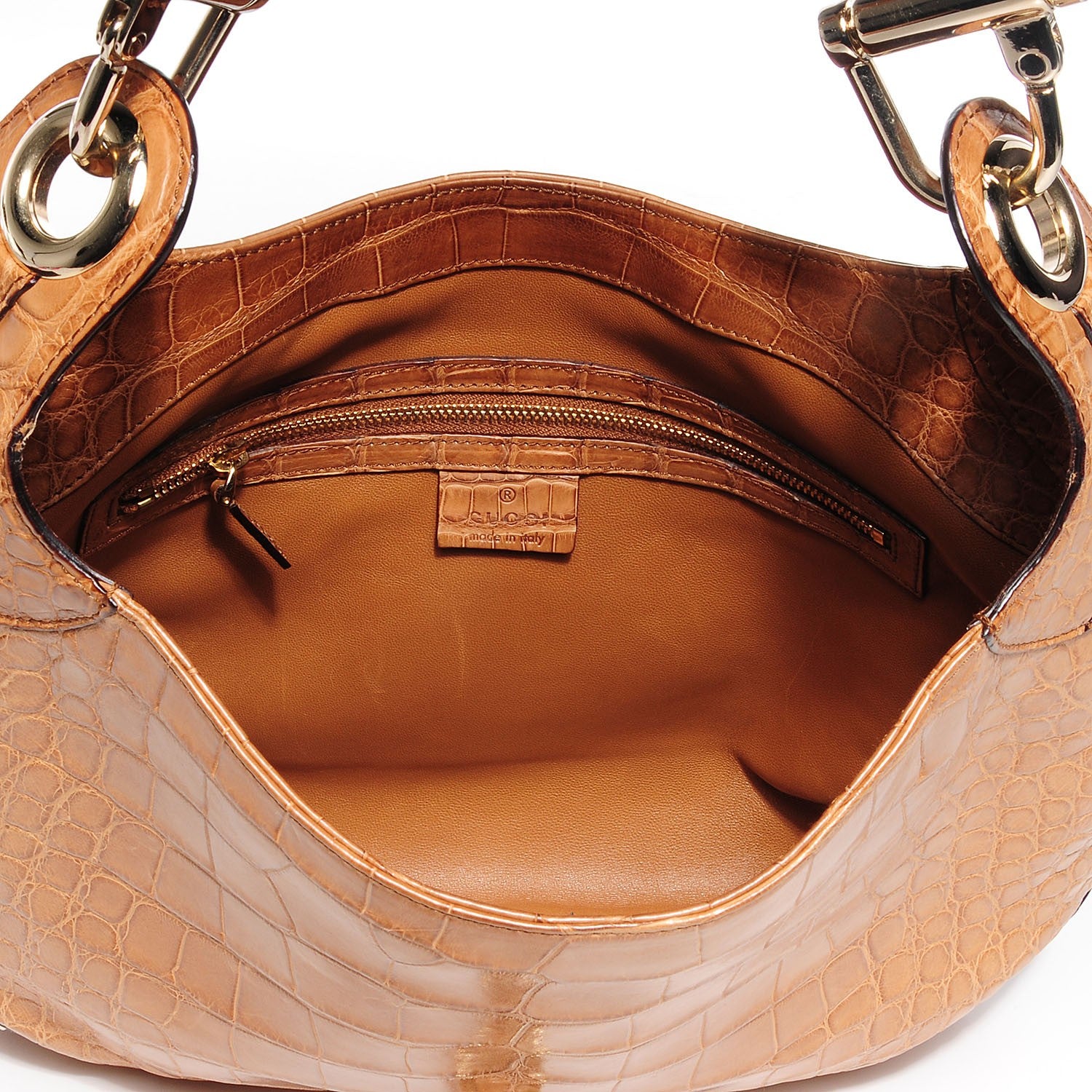 Gucci Alligator Piston Lock Jackie O Hobo Tan 5 of 7