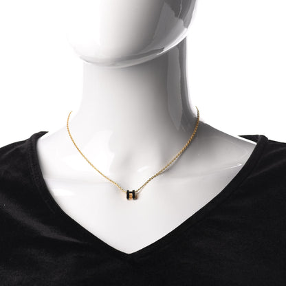 Hermes Lacquered Gold Pop H Pendant Necklace Black 2 of 7