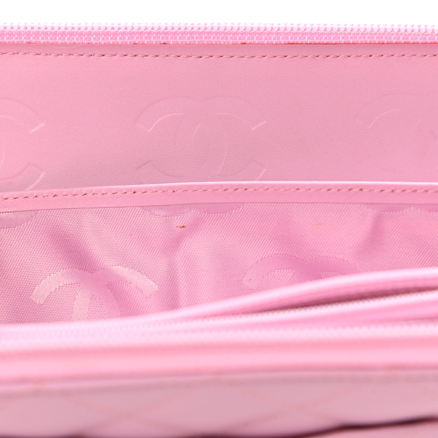 Calfskin Cambon Zip Around Organizer Wallet Pink