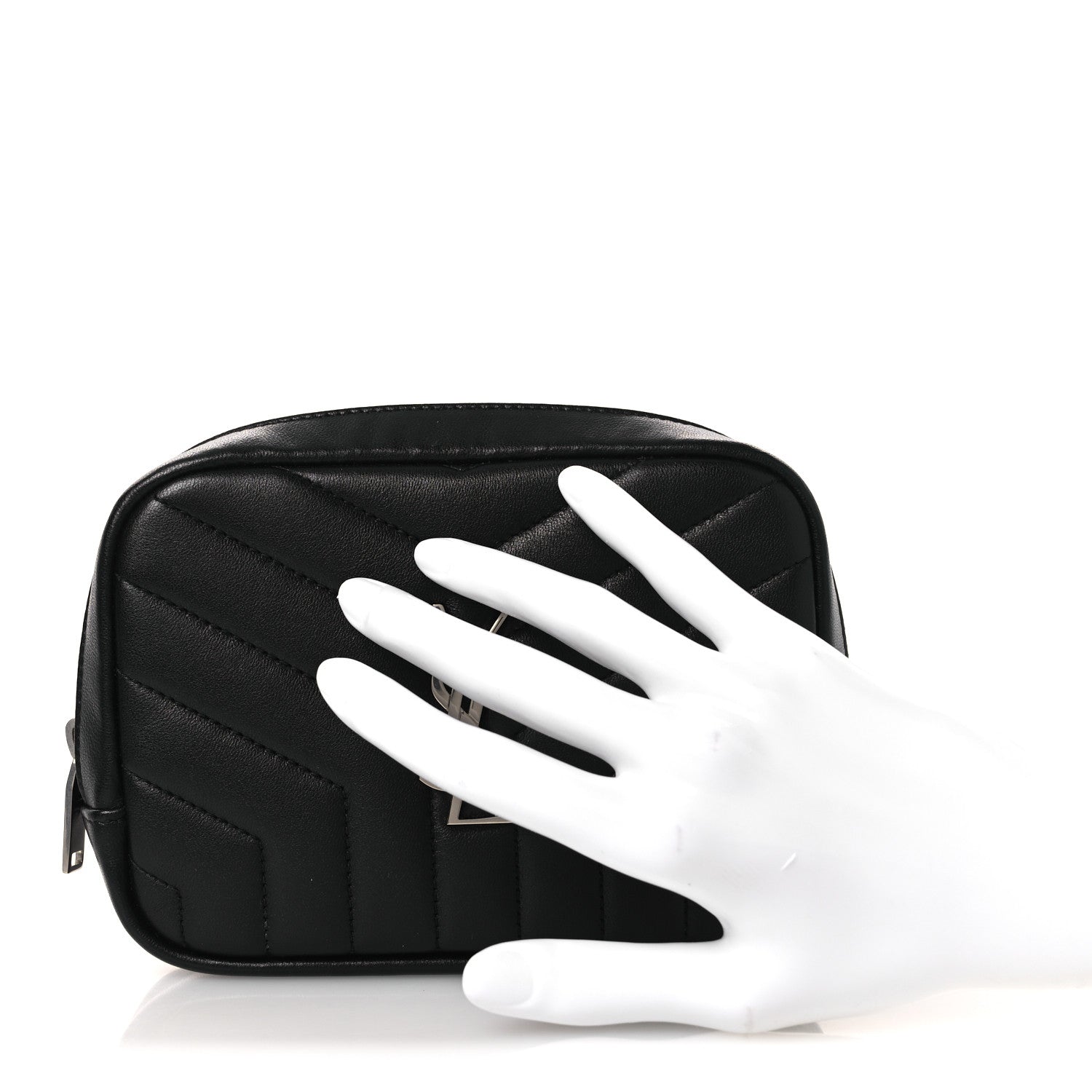 Saint Laurent Lambskin Y Quilted Monogram Loulou Cosmetic Case Black 2 of 10