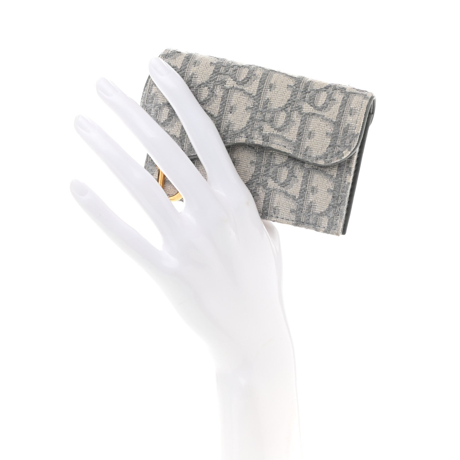 Christian Dior Oblique Saddle Card Holder Gray 4 of 8