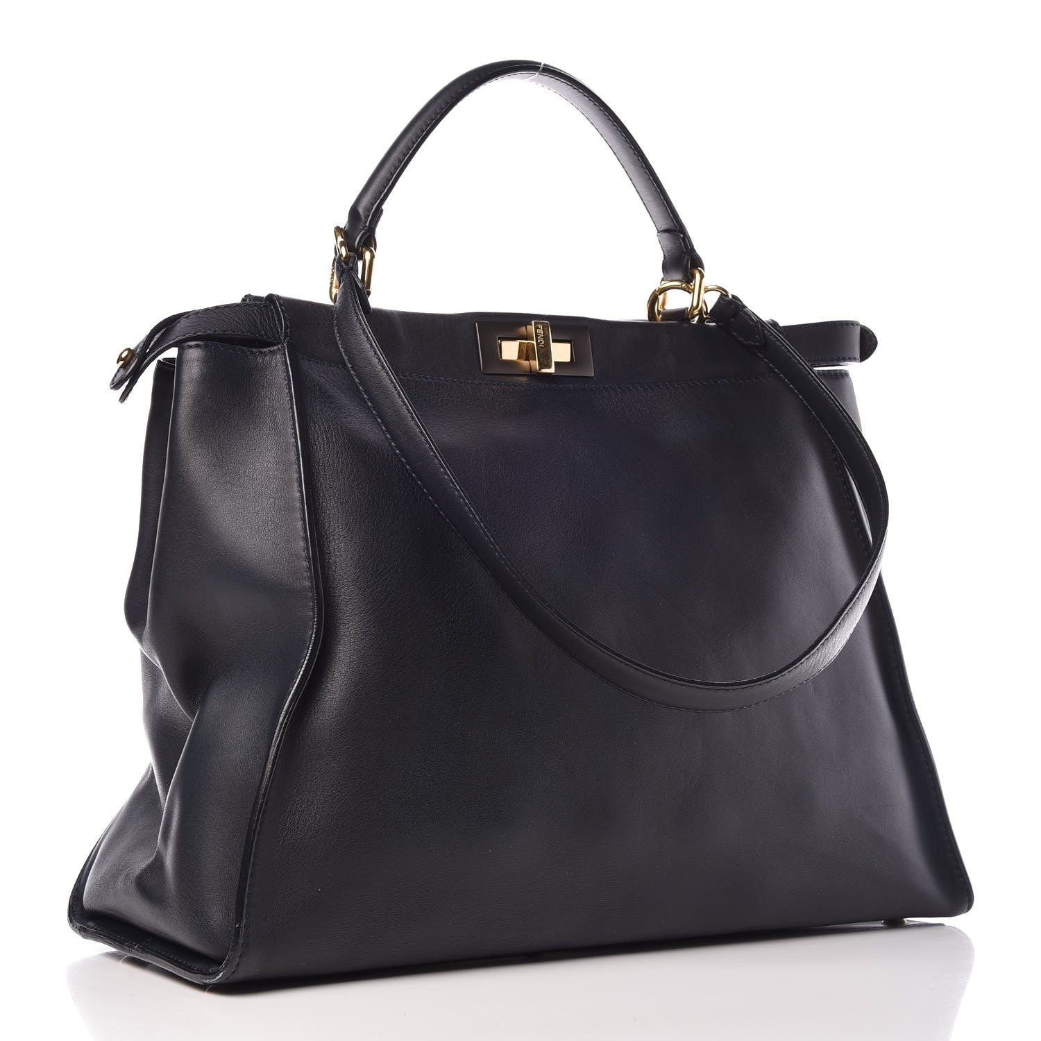 Fendi Vitello Dolce Marmol Large Peekaboo Iconic Satchel Blue Notte 3 of 8