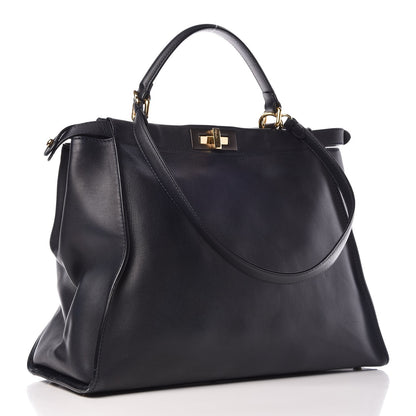 Fendi Vitello Dolce Marmol Large Peekaboo Iconic Satchel Blue Notte 3 of 8