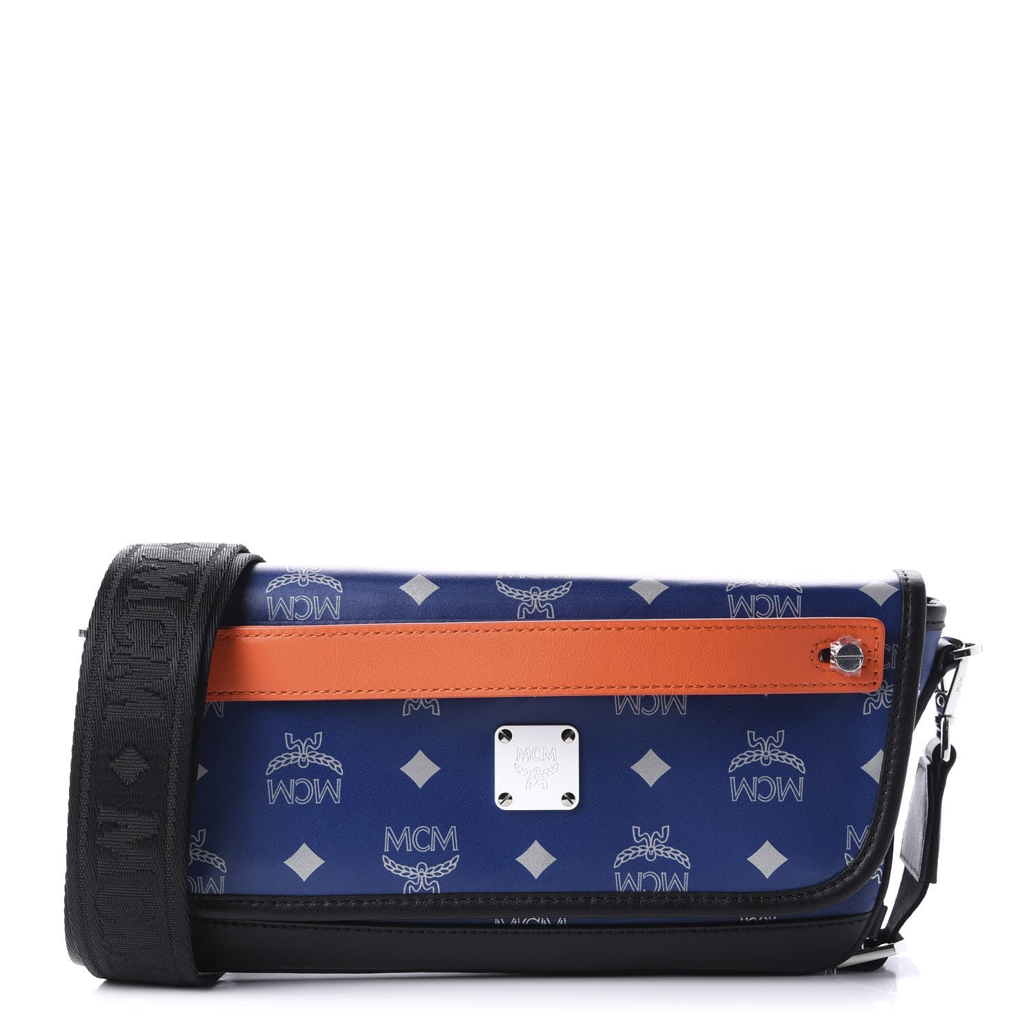 MCM Visetos Reflective Nylon Resnick Crossbody Bag Estate Blue 1 of 11
