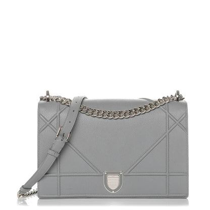Christian Dior Grained Calfskin Large Diorama Flap Bag Grey 1 of 6