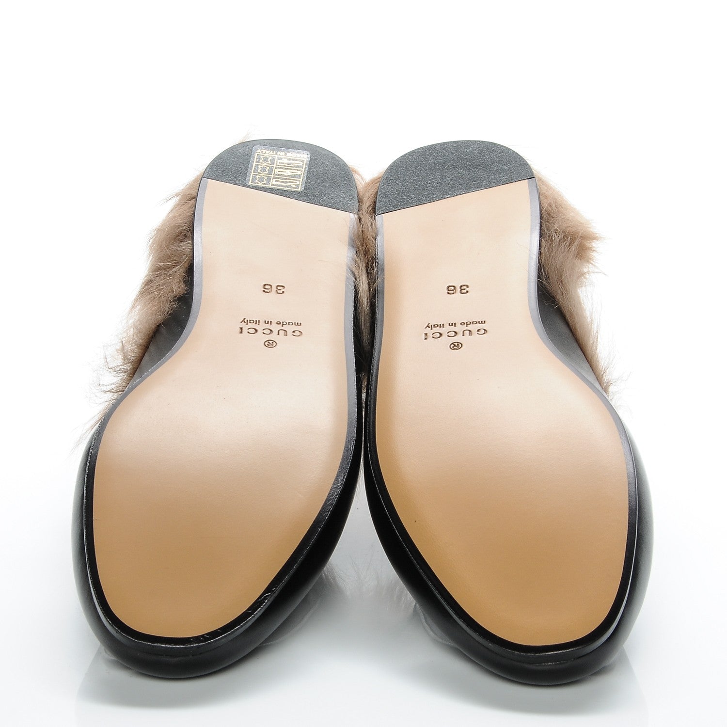 Gucci Calfskin Fur Womens Princetown Slippers 36 Black 7 of 7