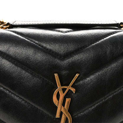Saint Laurent Calfskin Y Quilted Monogram Small Loulou Chain Satchel Black 7 of 9