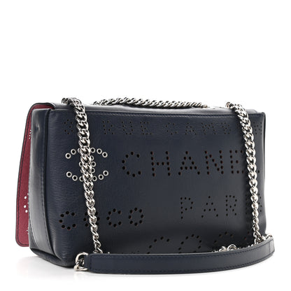 Chanel Calfskin Tweed Eyelet Flap Bag Navy 5 of 11