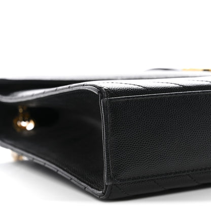 Saint Laurent Grain De Poudre Matelasse Chevron Large Monogram Satchel Black 10 of 12