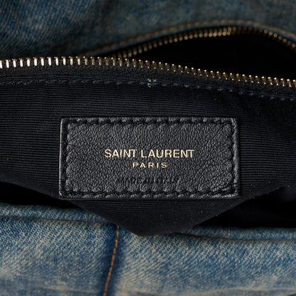 Saint Laurent Denim Quilted Medium Loulou Puffer Monogram Chain Satchel Blue Cinnamon 6 of 10