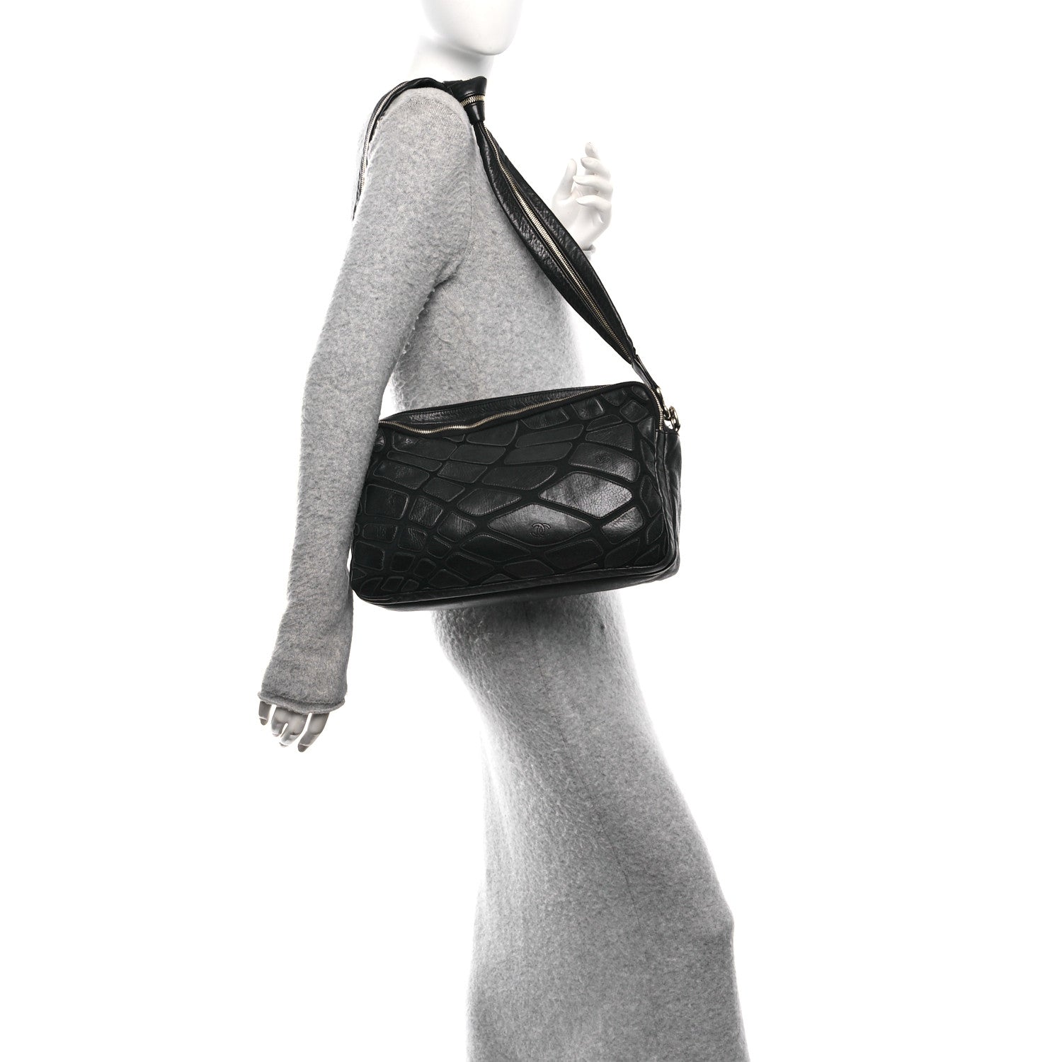 Chanel Lambskin Jersey Scales Camera Case Black 2 of 10