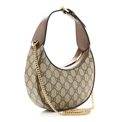 Gucci GG Supreme Monogram Azalea Calfskin Mini Retro Interlocking G Half Moon Bag Beige Ebony Brown Sugar 3 of 11