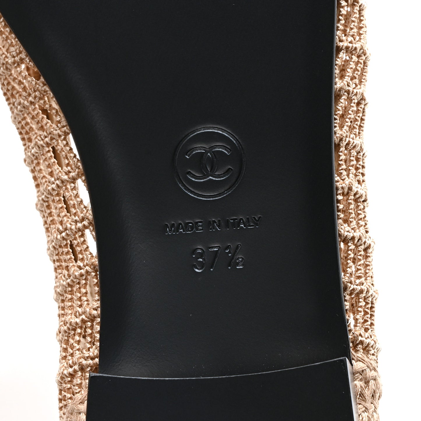 Raffia Cap Toe Ballerina Flats 37.5 Dark Beige