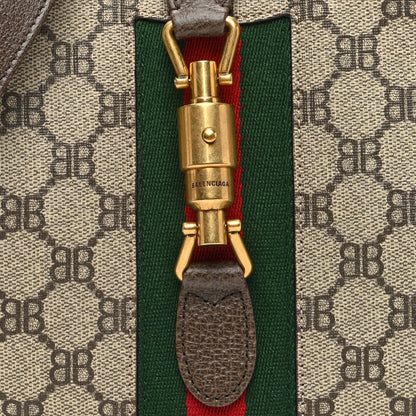 Gucci X BALENCIAGA BB Supreme Monogram Calfskin Web Small Jackie 1961 Hobo Beige Ebony 7 of 9