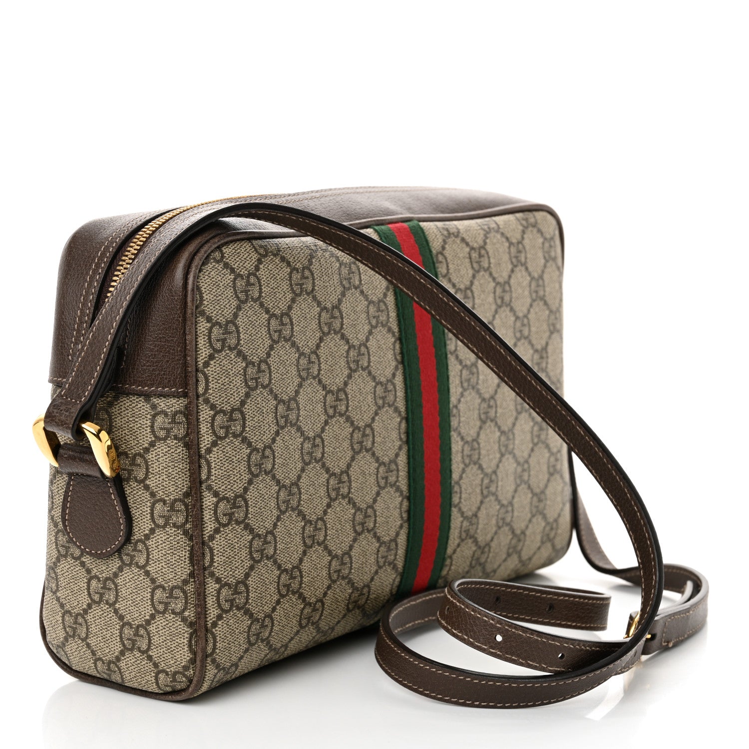 Gucci GG Supreme Monogram Web Small Ophidia Shoulder Bag Brown 3 of 12